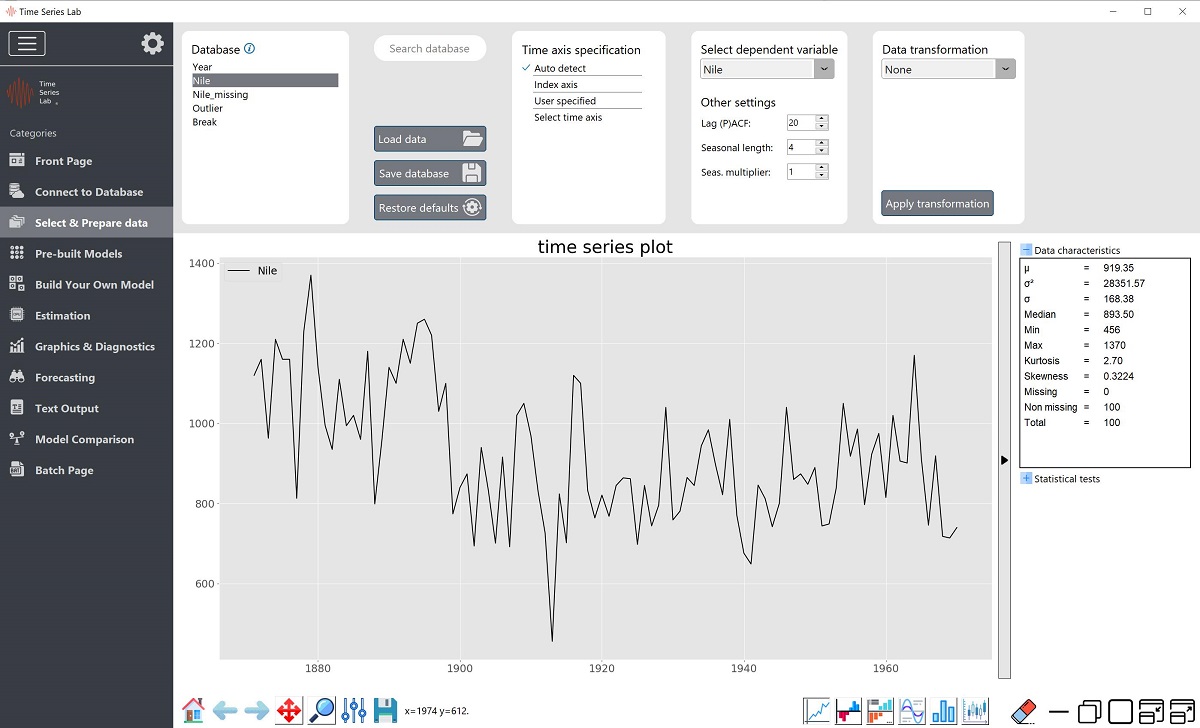 Data inspection and preparation page